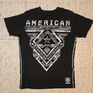 American Fighter Training Division Full Graphic Spellout T Shirt Black And Grey